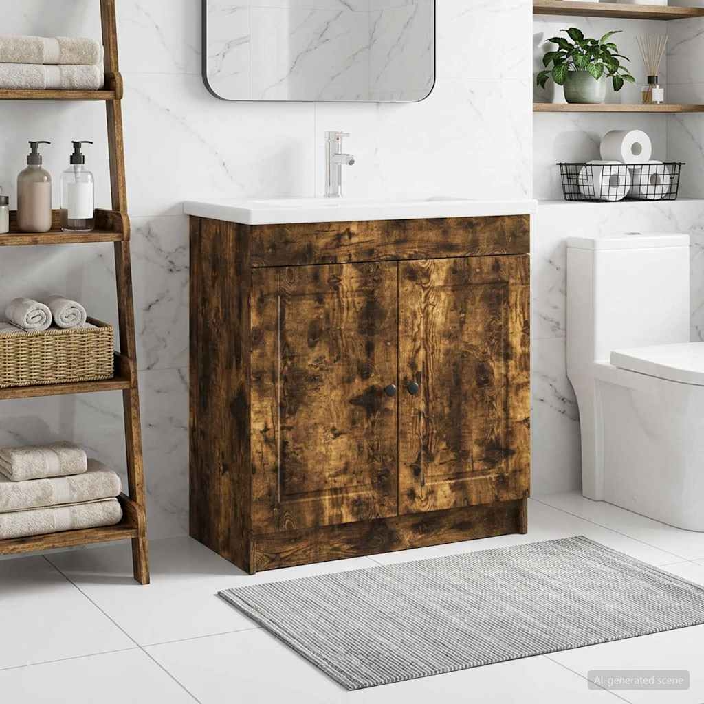 Unter dem Waschbecken Badschrank Geräucherte Eiche