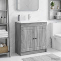 Unter dem Waschbecken Badschrank Grau Sonoma