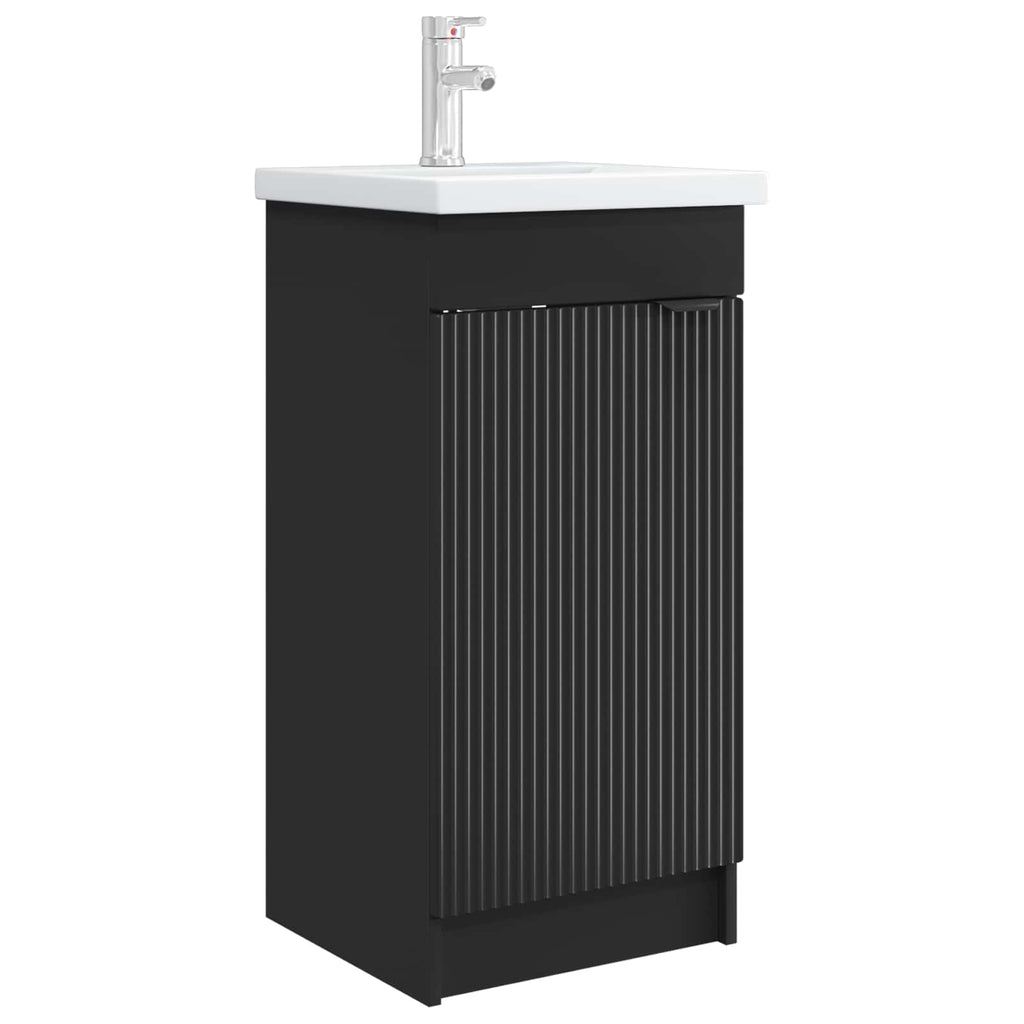 Badezimmerschrank mit Waschbecken Schwarz 42 x 40 x 84,5 cm