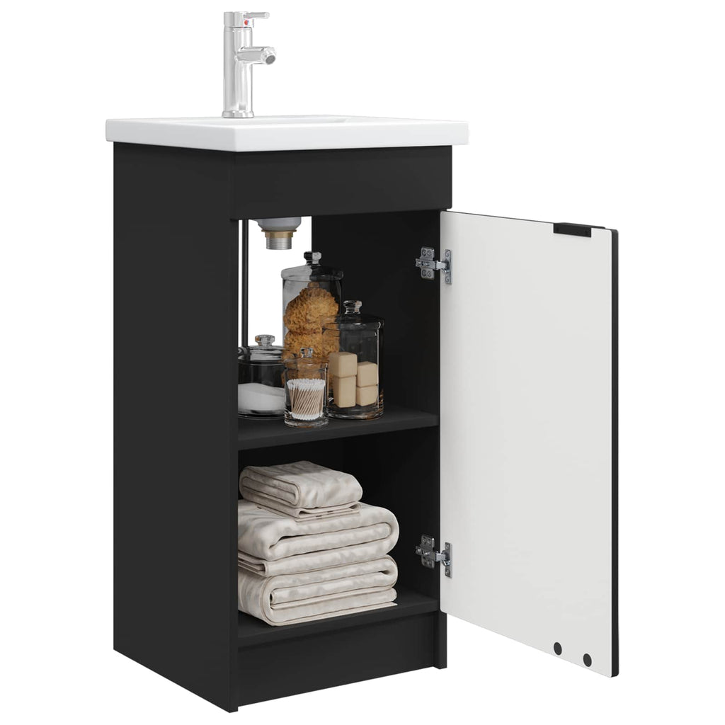 Badezimmerschrank mit Waschbecken Schwarz 42 x 40 x 84,5 cm