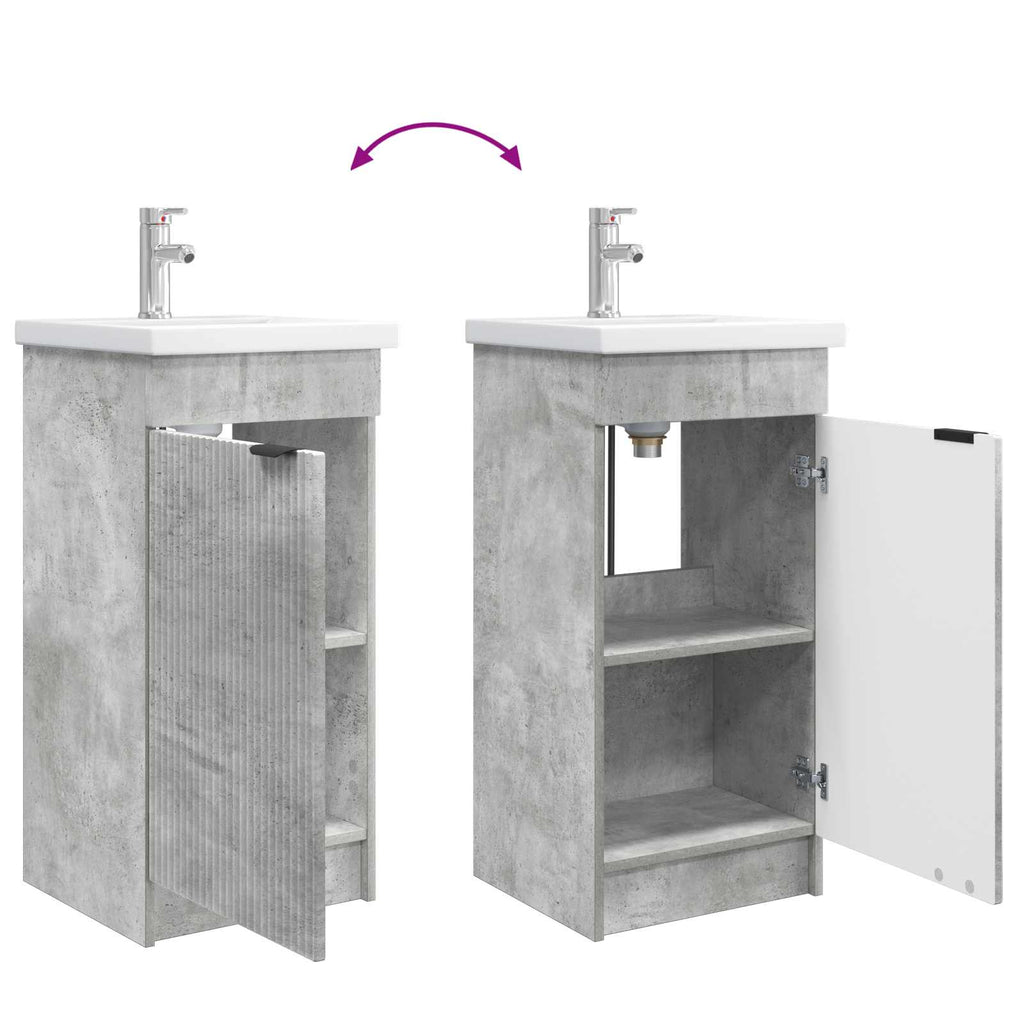 Badezimmerschrank mit Waschbecken Betongrau 42 x 40 x 84,5 cm