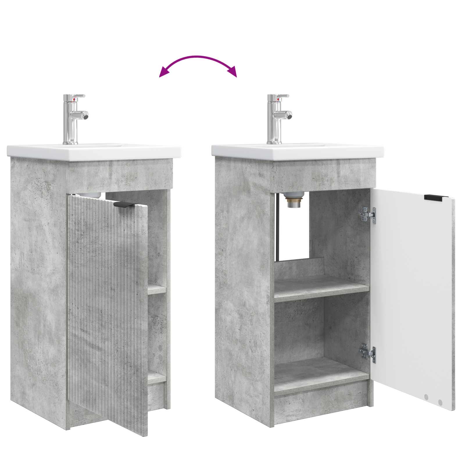 Badezimmerschrank mit Waschbecken Betongrau 42 x 40 x 84,5 cm