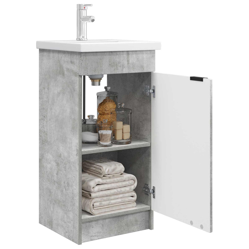 Badezimmerschrank mit Waschbecken Betongrau 42 x 40 x 84,5 cm