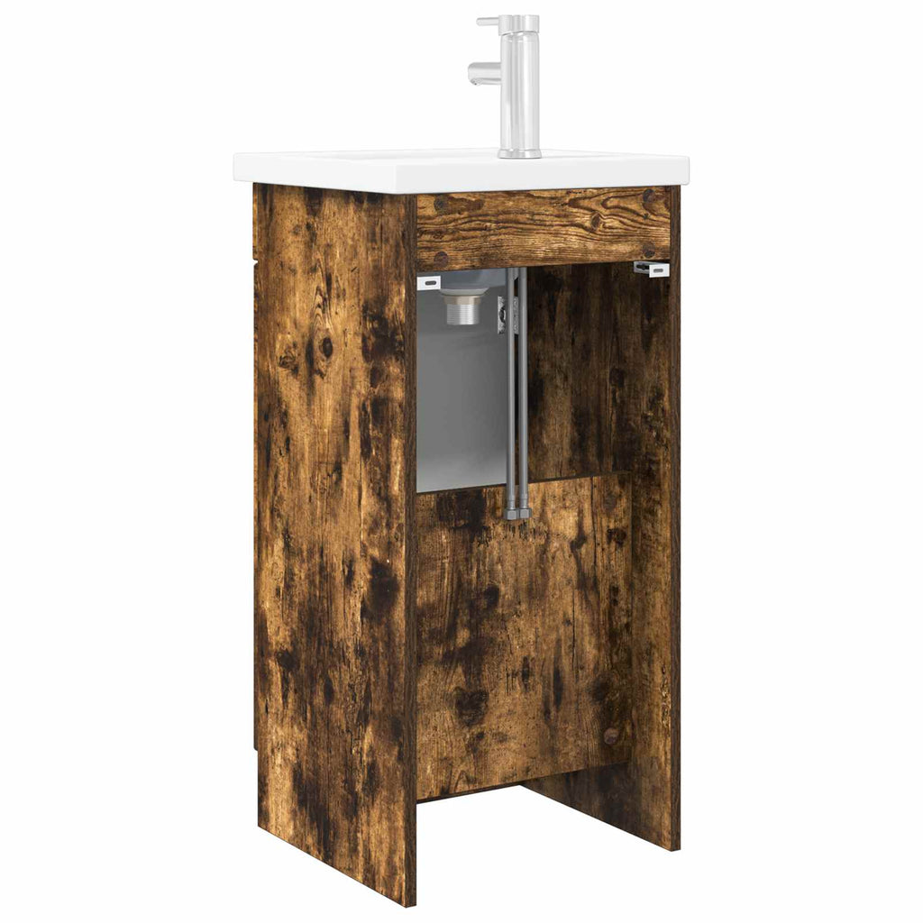 Badezimmerschrank mit Waschbecken Geräucherte Eiche