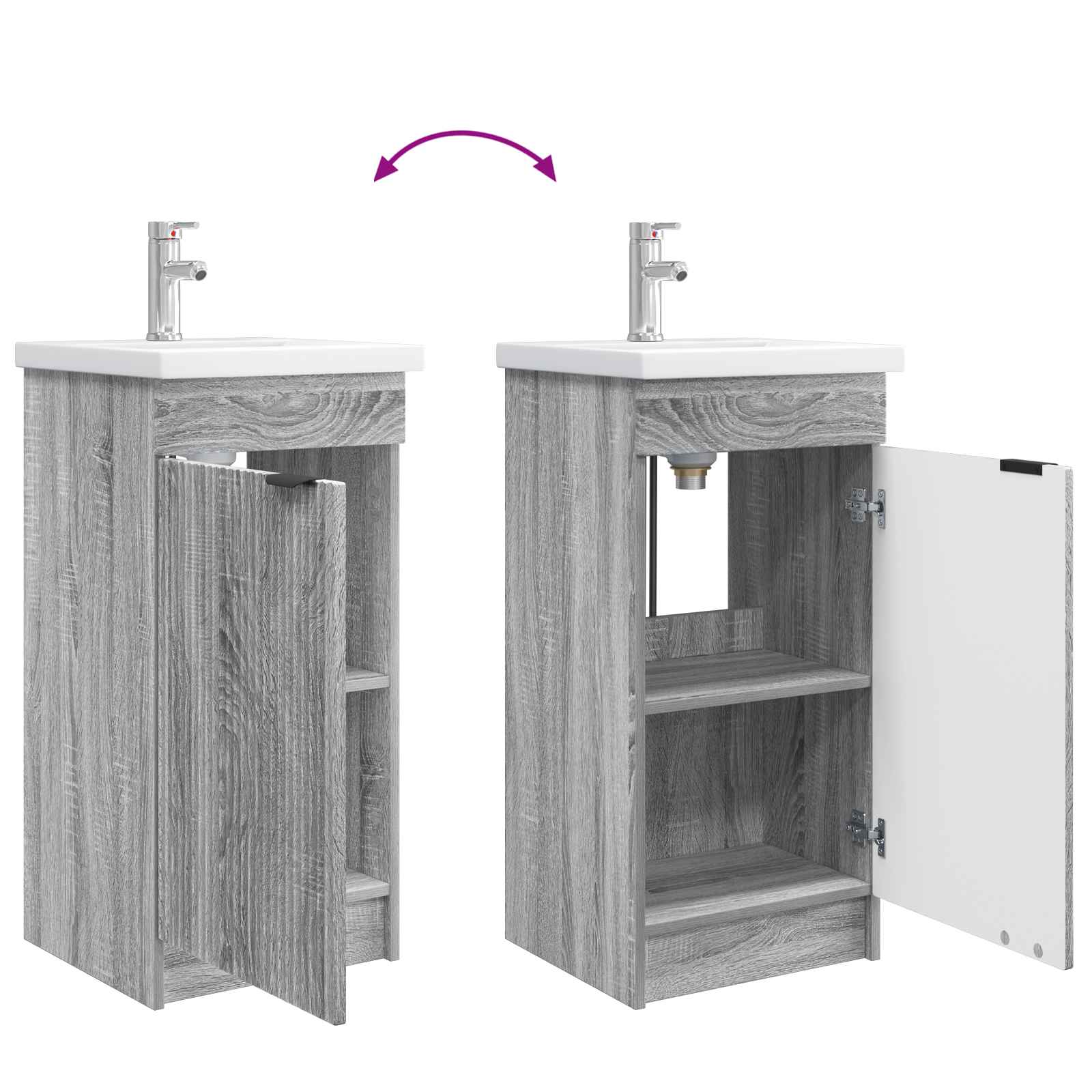 Badezimmerschrank mit Waschbecken Grau Sonoma 42 x 40 x 84,5 cm