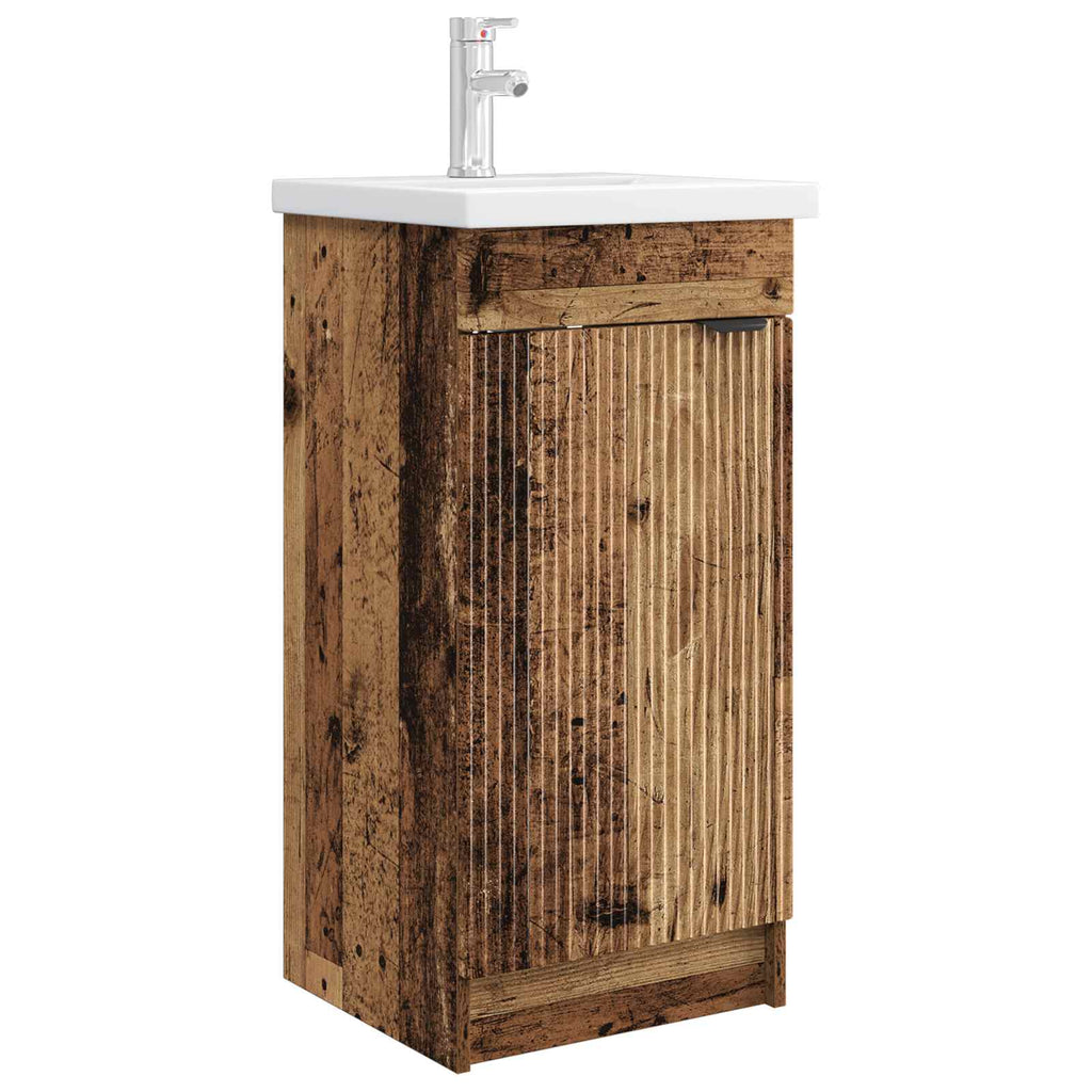 Badezimmerschrank mit Waschbecken Altholz 42 x 40 x 84,5 cm