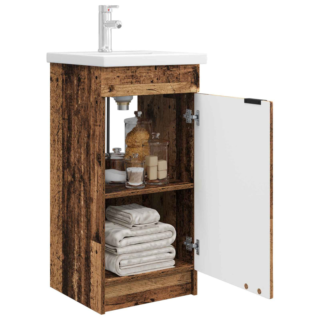 Badezimmerschrank mit Waschbecken Altholz 42 x 40 x 84,5 cm
