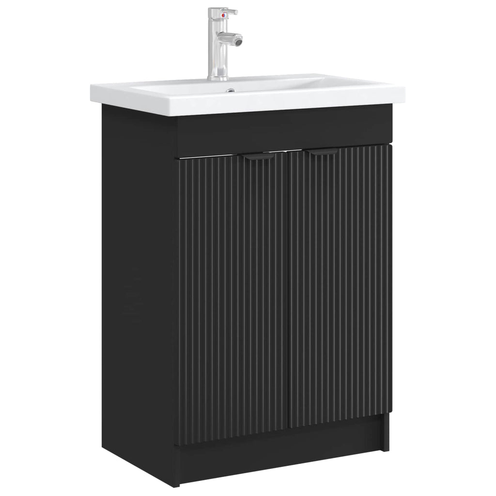 Unter dem Waschbecken Badschrank Schwarz 56 x 37,5 x 81 cm