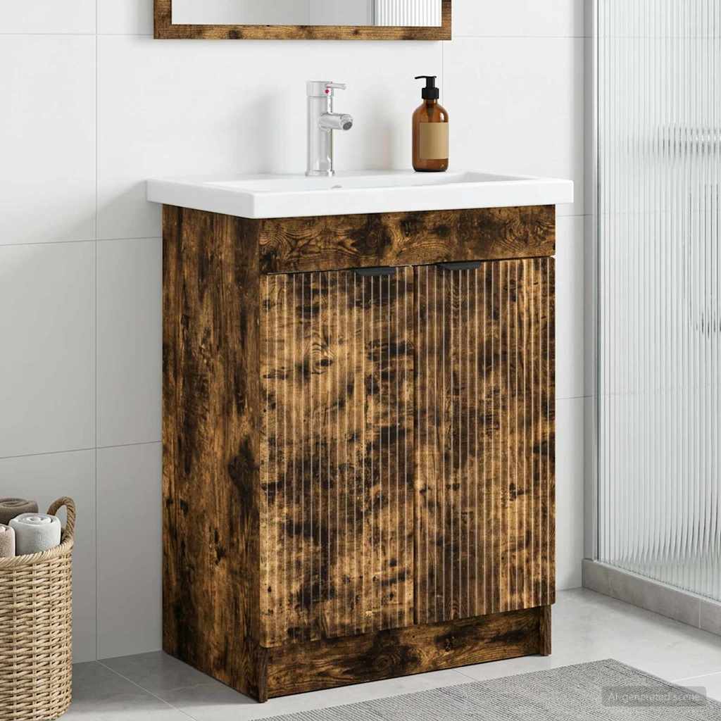 Unter dem Waschbecken Badschrank Geräucherte Eiche