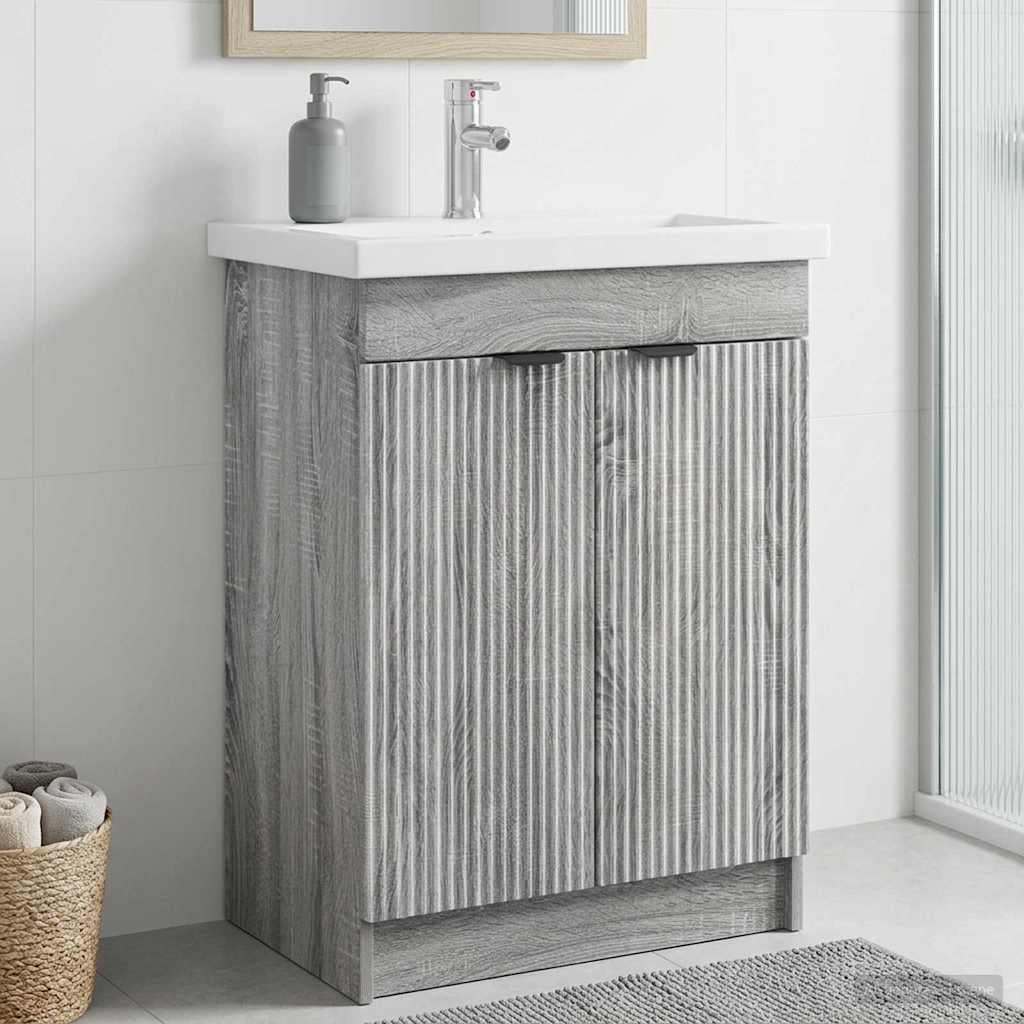 Unter dem Waschbecken Badschrank Grau Sonoma 56 x 37,5 x 81 cm