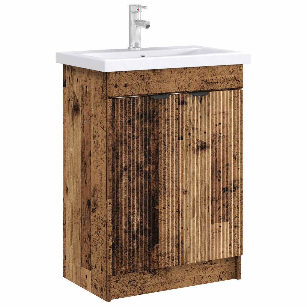 Unter dem Waschbecken Badschrank Altholz 56 x 37,5 x 81 cm