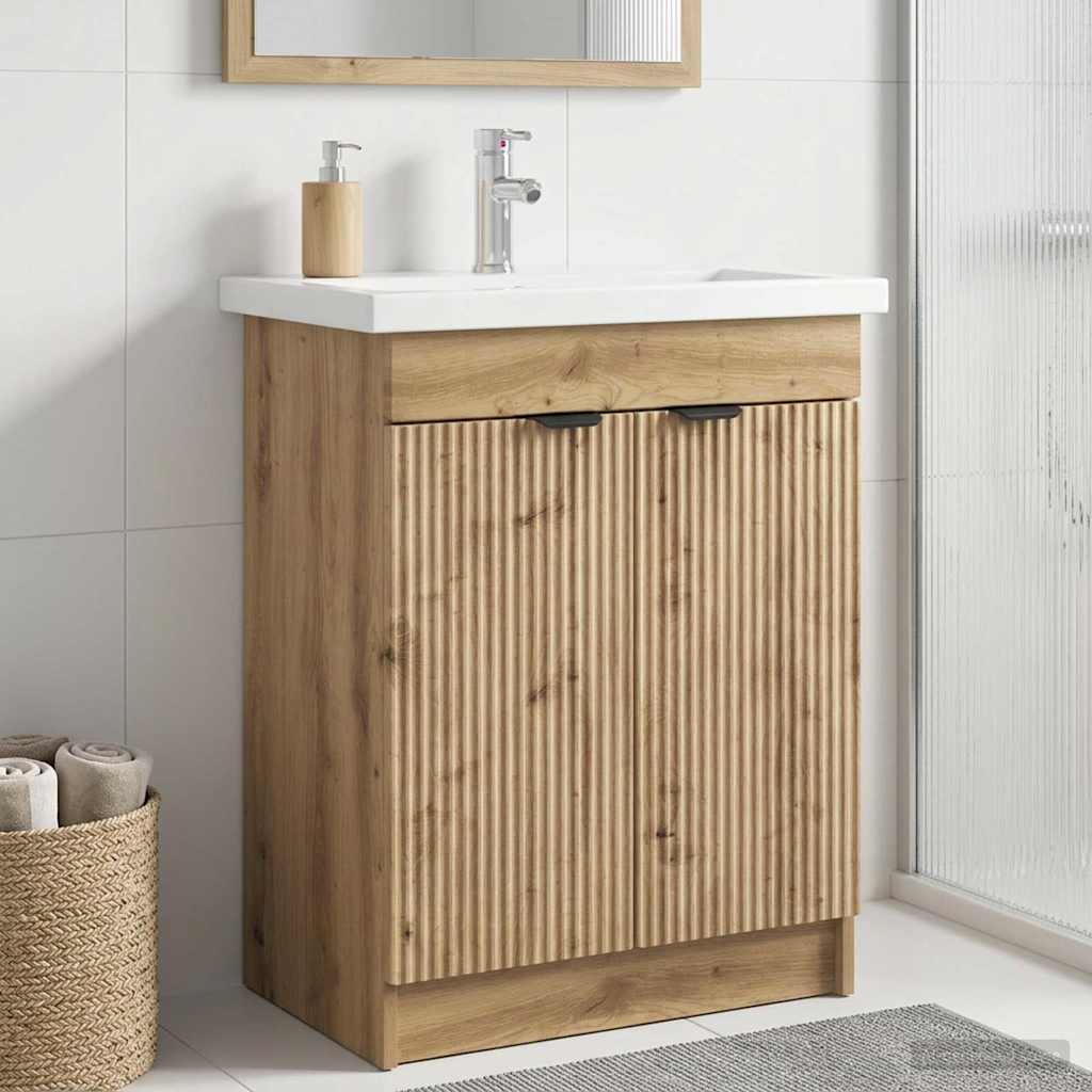 Unter dem Waschbecken Badschrank Artisan-Eiche