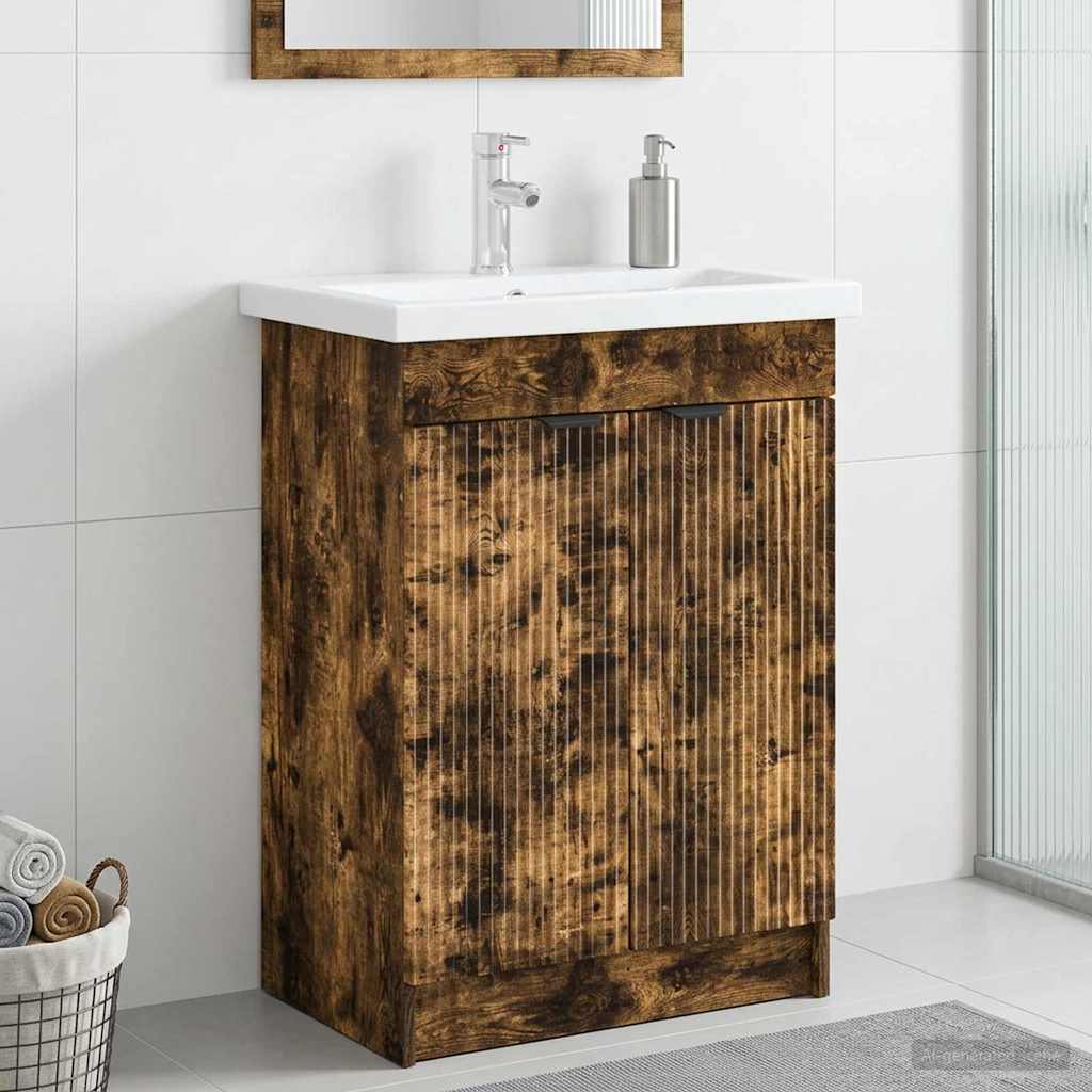 Unter dem Waschbecken Badschrank Geräucherte Eiche
