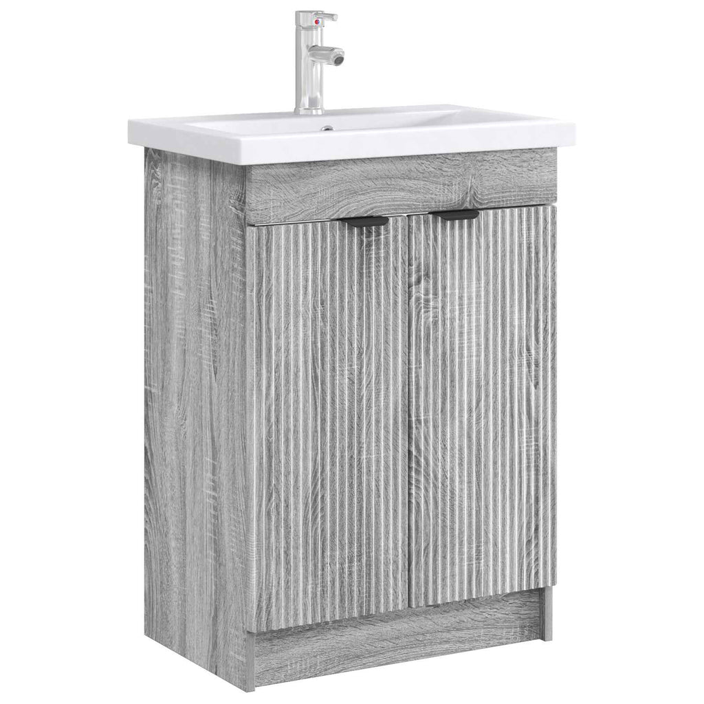 Unter dem Waschbecken Badschrank Grau Sonoma