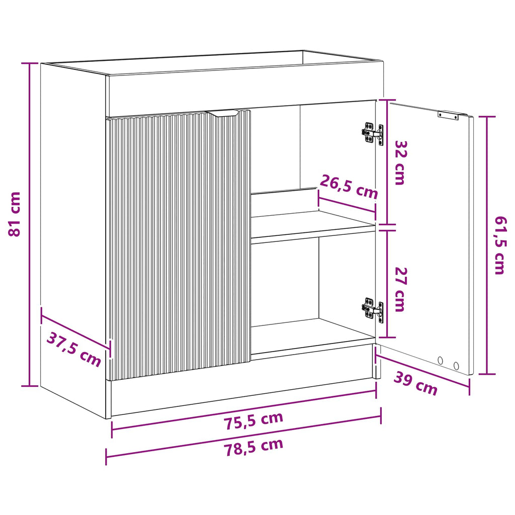 Unter dem Waschbecken Badschrank Altholz 78,5 x 37,5 x 81 cm