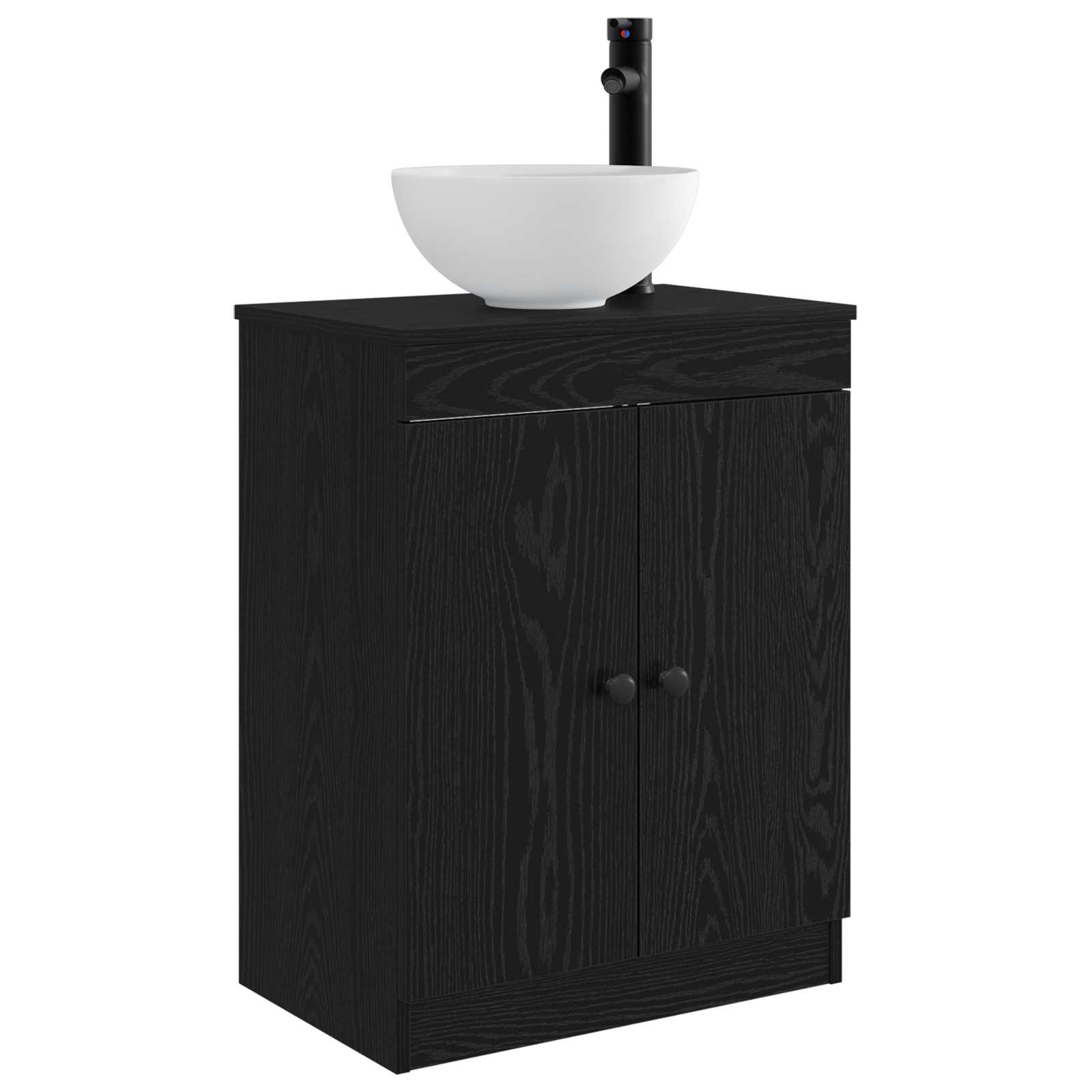 Badezimmerschrank mit Waschbecken Schwarz 54 x 35 x 83 cm