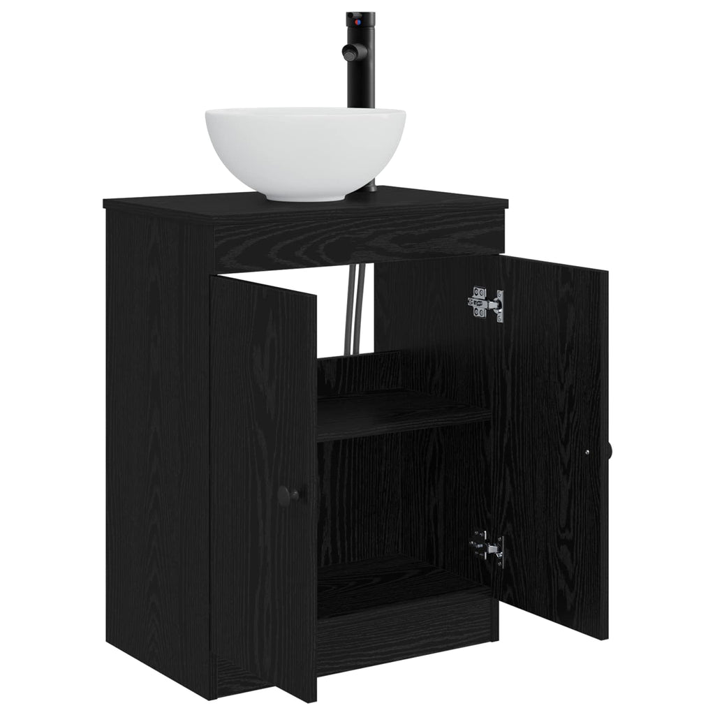 Badezimmerschrank mit Waschbecken Schwarz 54 x 35 x 83 cm