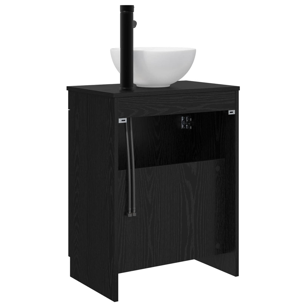 Badezimmerschrank mit Waschbecken Schwarz 54 x 35 x 83 cm