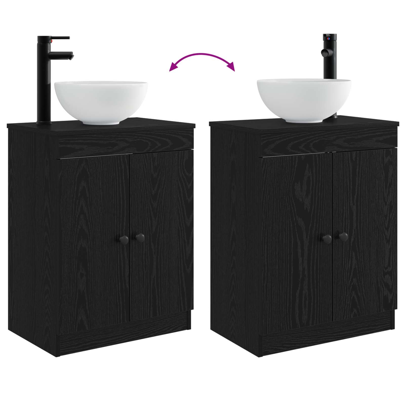 Badezimmerschrank mit Waschbecken Schwarz 54 x 35 x 83 cm