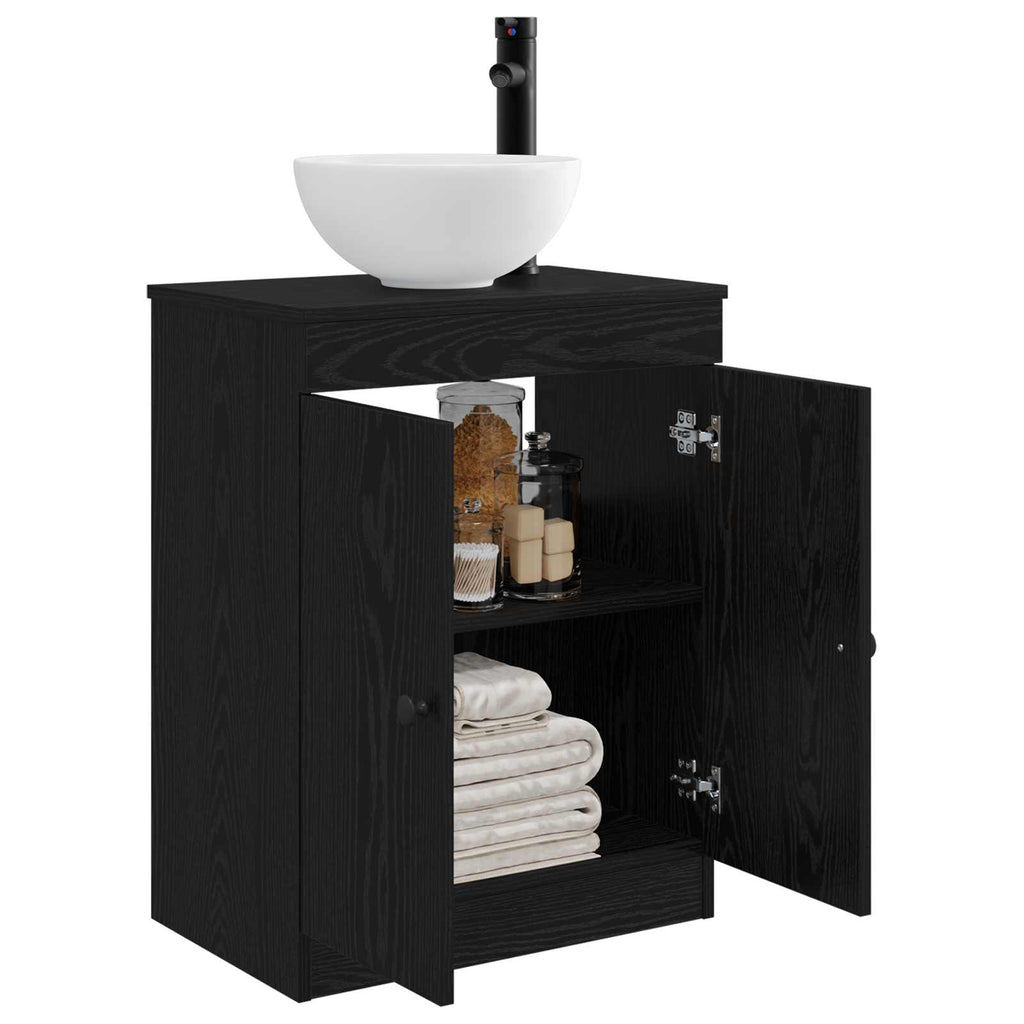 Badezimmerschrank mit Waschbecken Schwarz 54 x 35 x 83 cm