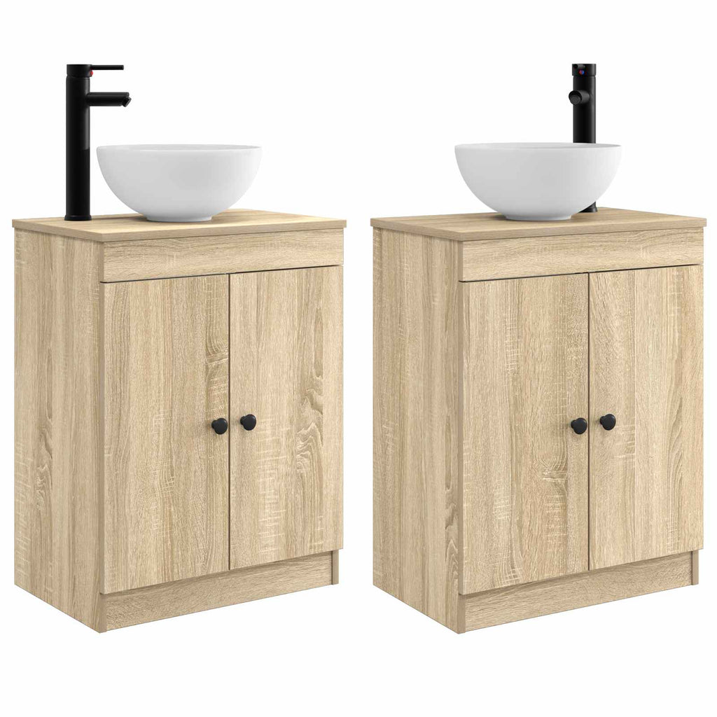 Badezimmerschrank mit Waschbecken Sonoma-Eiche 54 x 35 x 83 cm