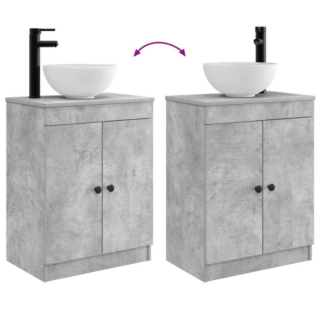 Badezimmerschrank mit Waschbecken Betongrau 54 x 35 x 83 cm