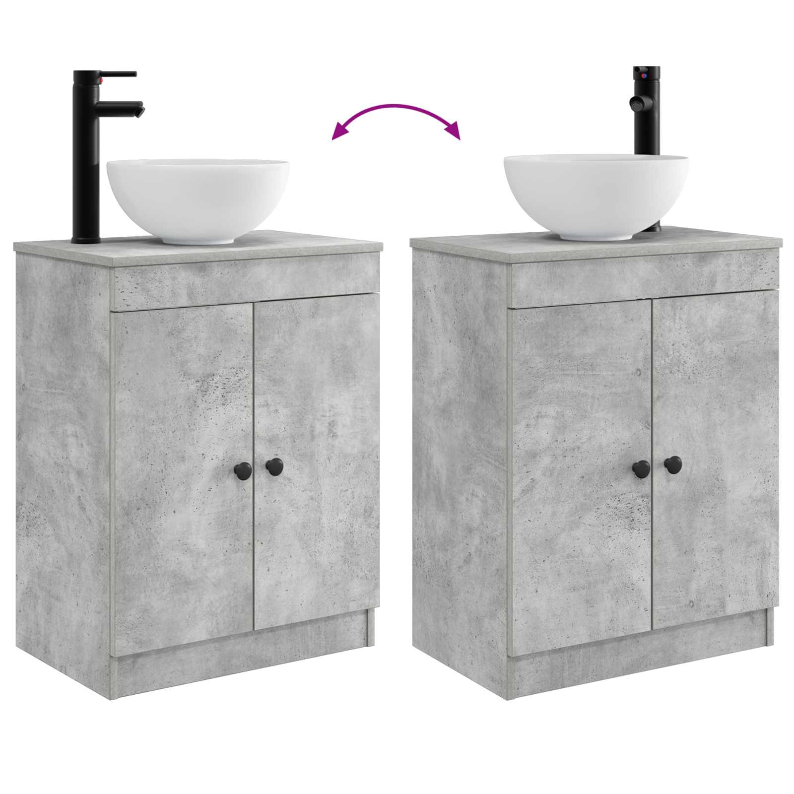 Badezimmerschrank mit Waschbecken Betongrau 54 x 35 x 83 cm