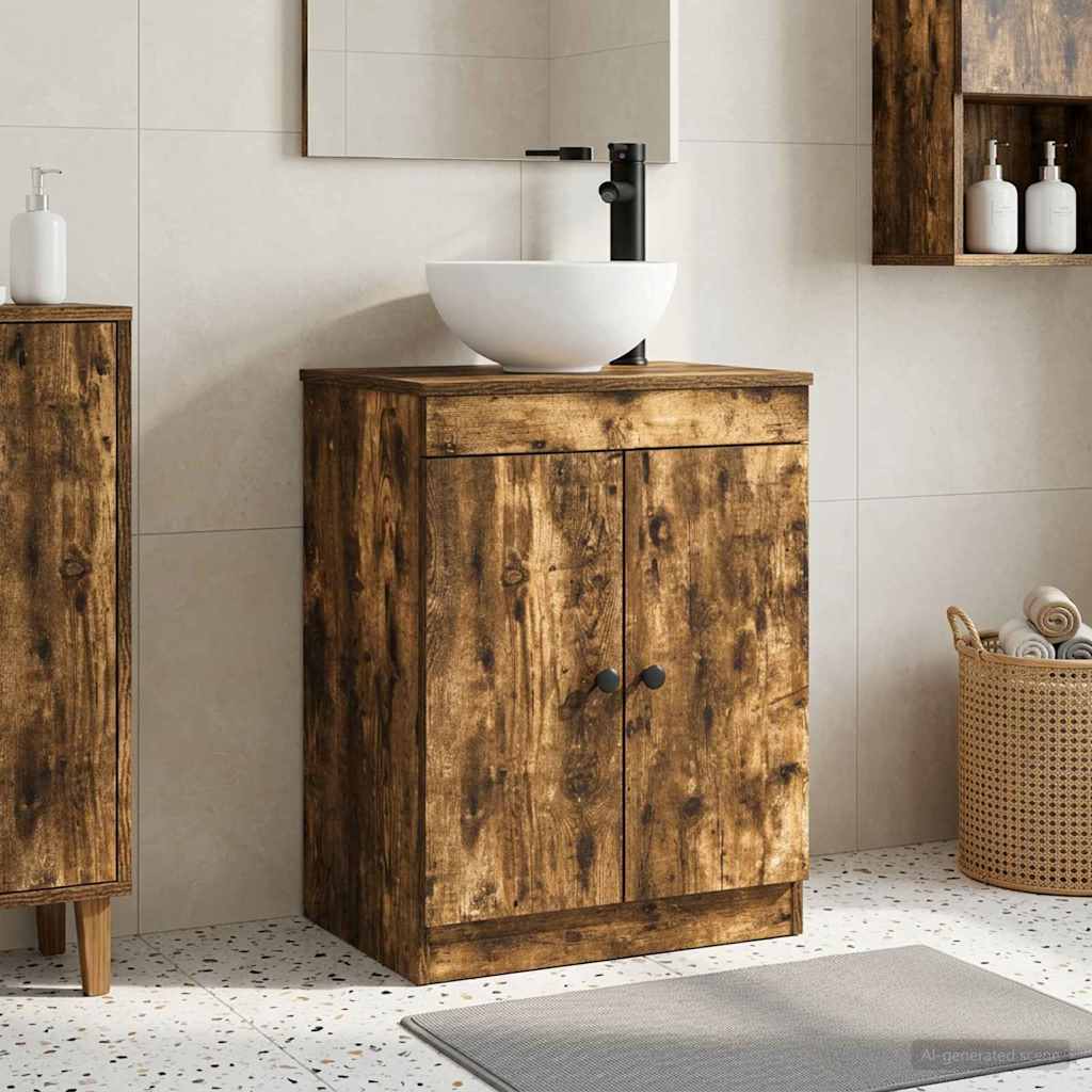 Badezimmerschrank mit Waschbecken Geräucherte Eiche