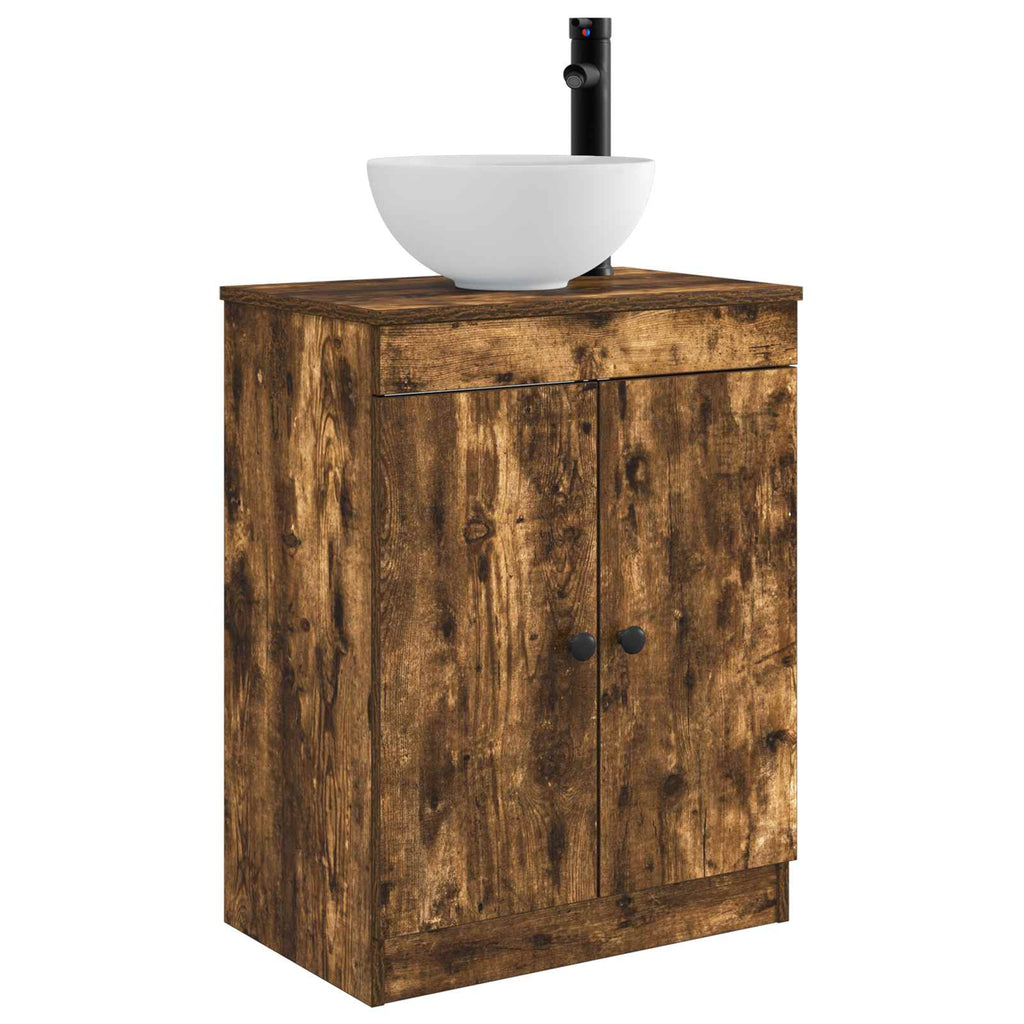 Badezimmerschrank mit Waschbecken Geräucherte Eiche