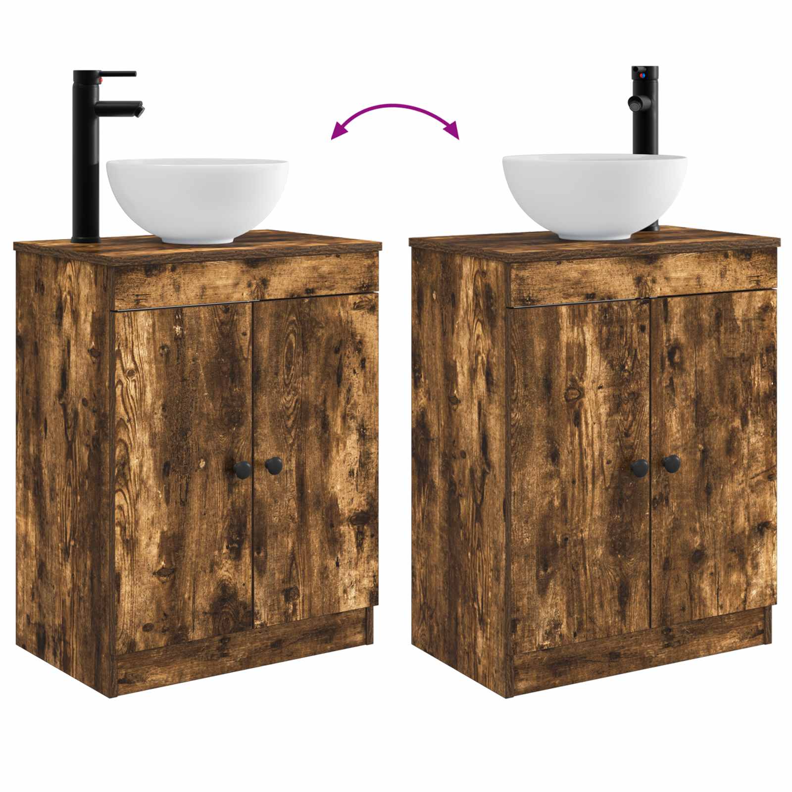 Badezimmerschrank mit Waschbecken Geräucherte Eiche