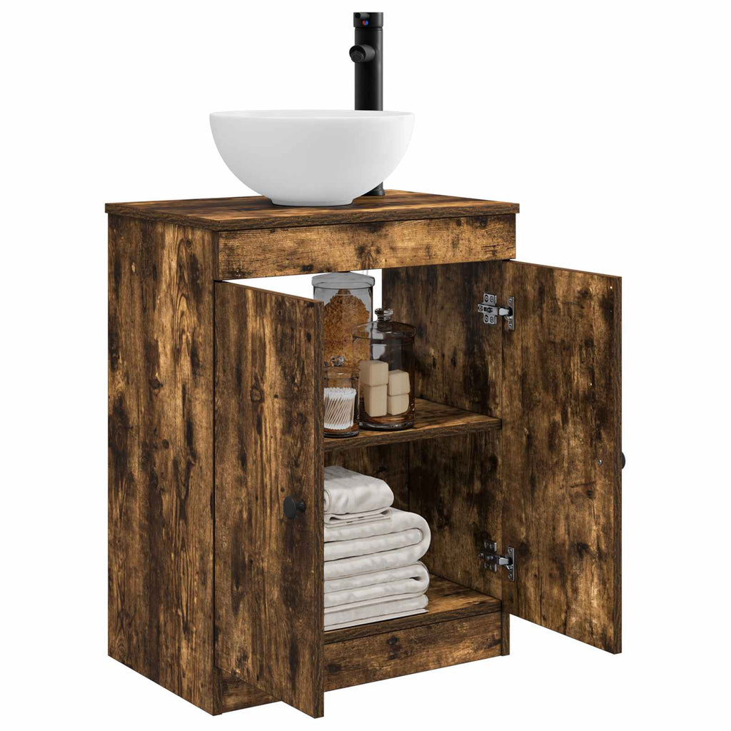Badezimmerschrank mit Waschbecken Geräucherte Eiche