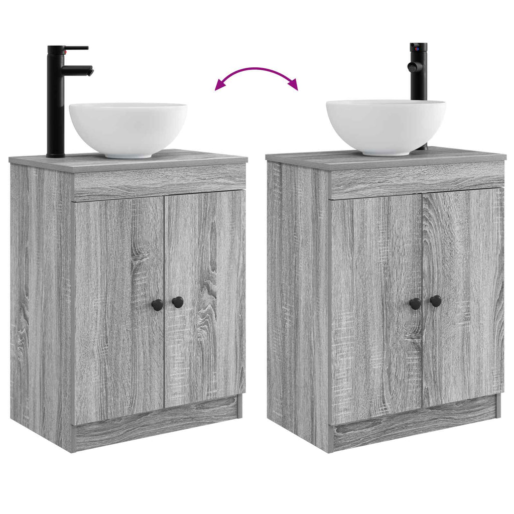 Badezimmerschrank mit Waschbecken Grau Sonoma 54 x 35 x 83 cm