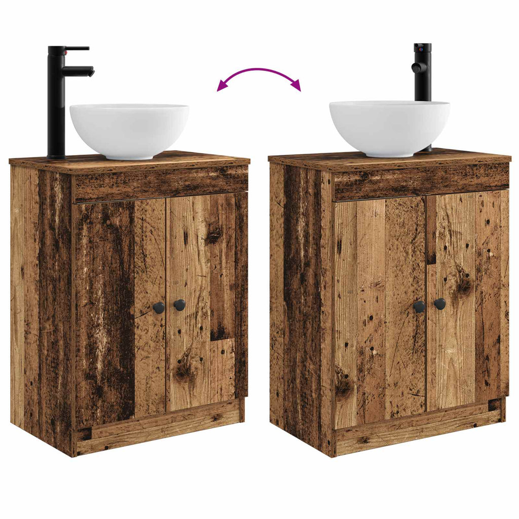 Badezimmerschrank mit Waschbecken Altholz 54 x 35 x 83 cm