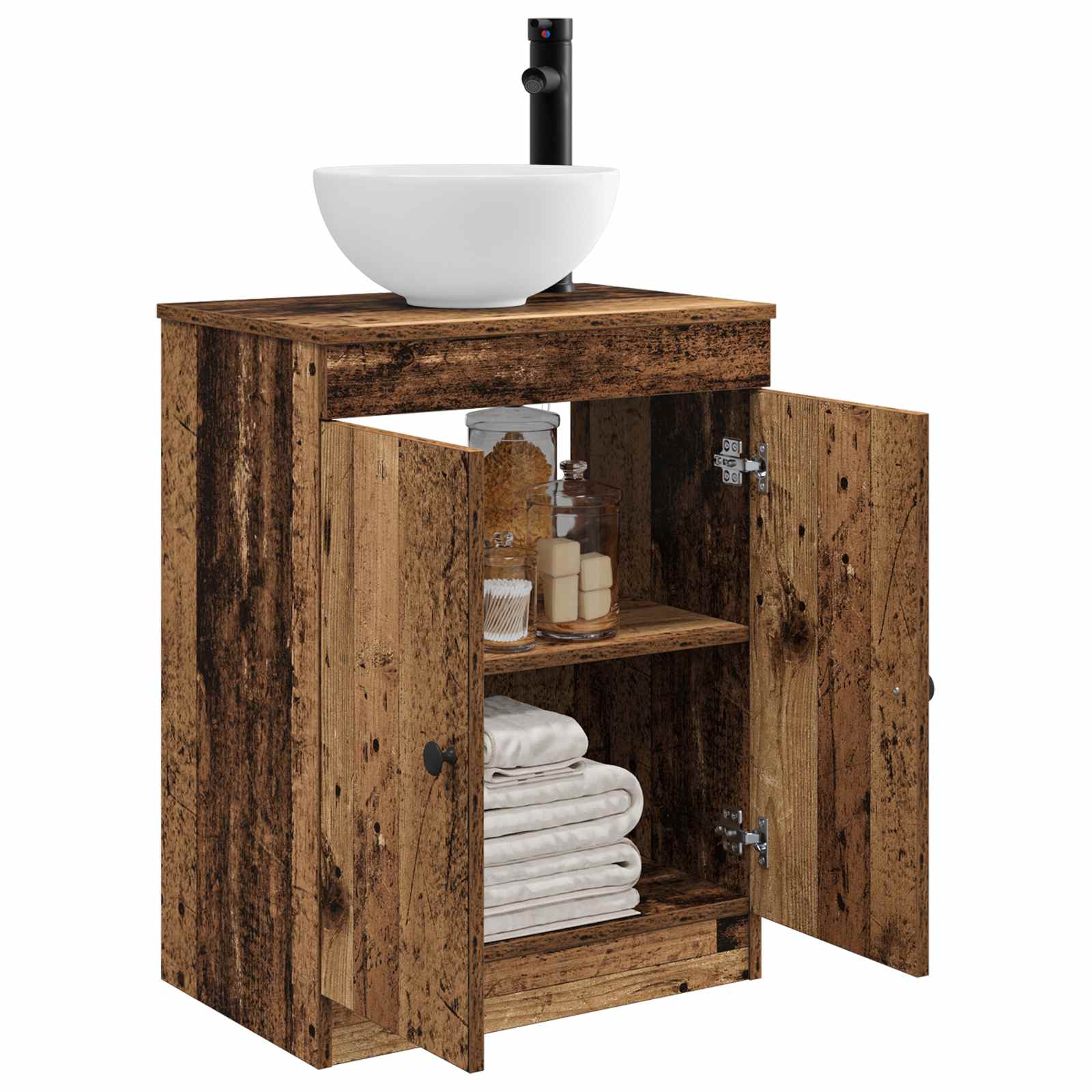 Badezimmerschrank mit Waschbecken Altholz 54 x 35 x 83 cm