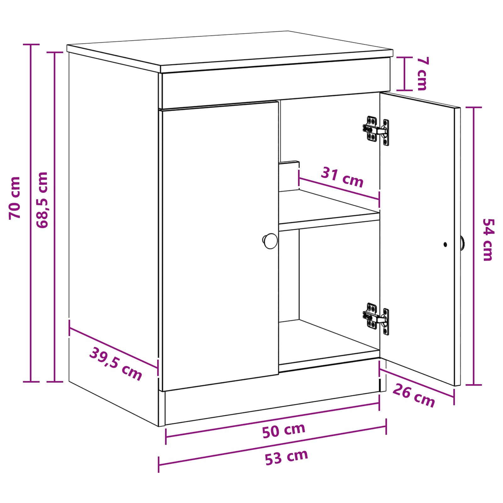 Badezimmerschrank Sonoma-Eiche 54 x 41 x 70 cm Holzwerkstoff