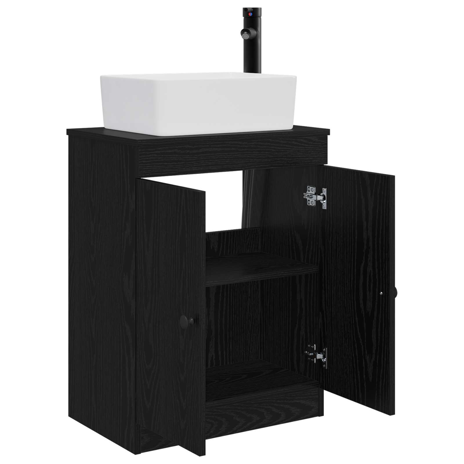 Badezimmerschrank mit Waschbecken Schwarz 54 x 35 x 83 cm