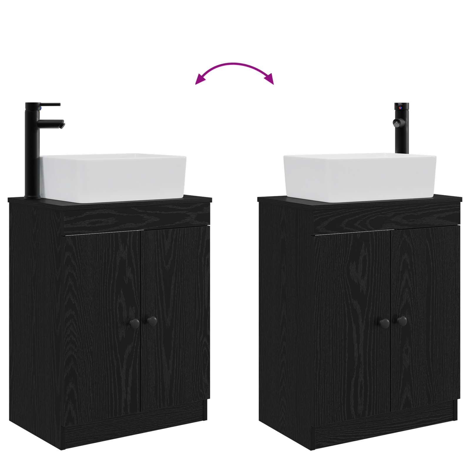 Badezimmerschrank mit Waschbecken Schwarz 54 x 35 x 83 cm
