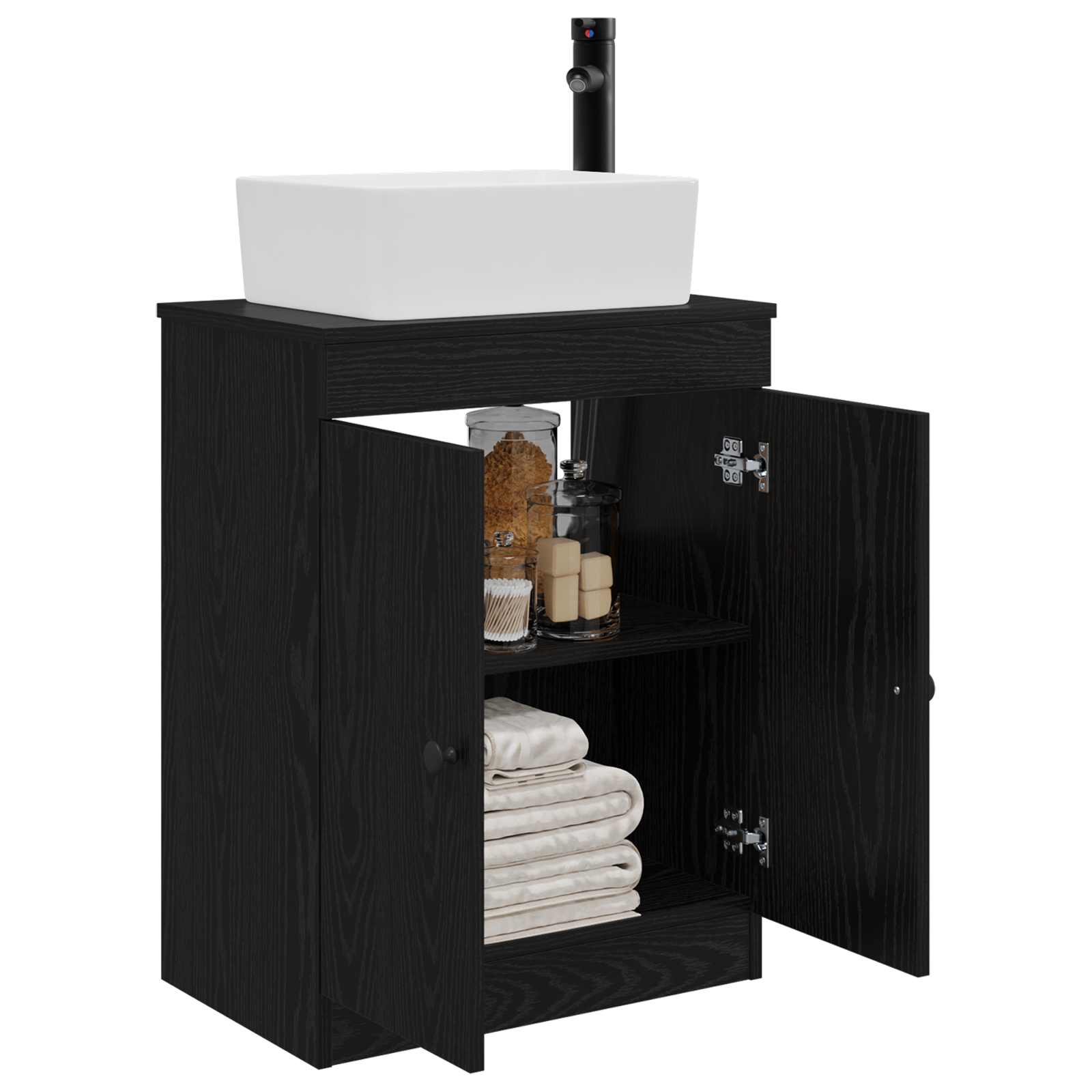 Badezimmerschrank mit Waschbecken Schwarz 54 x 35 x 83 cm