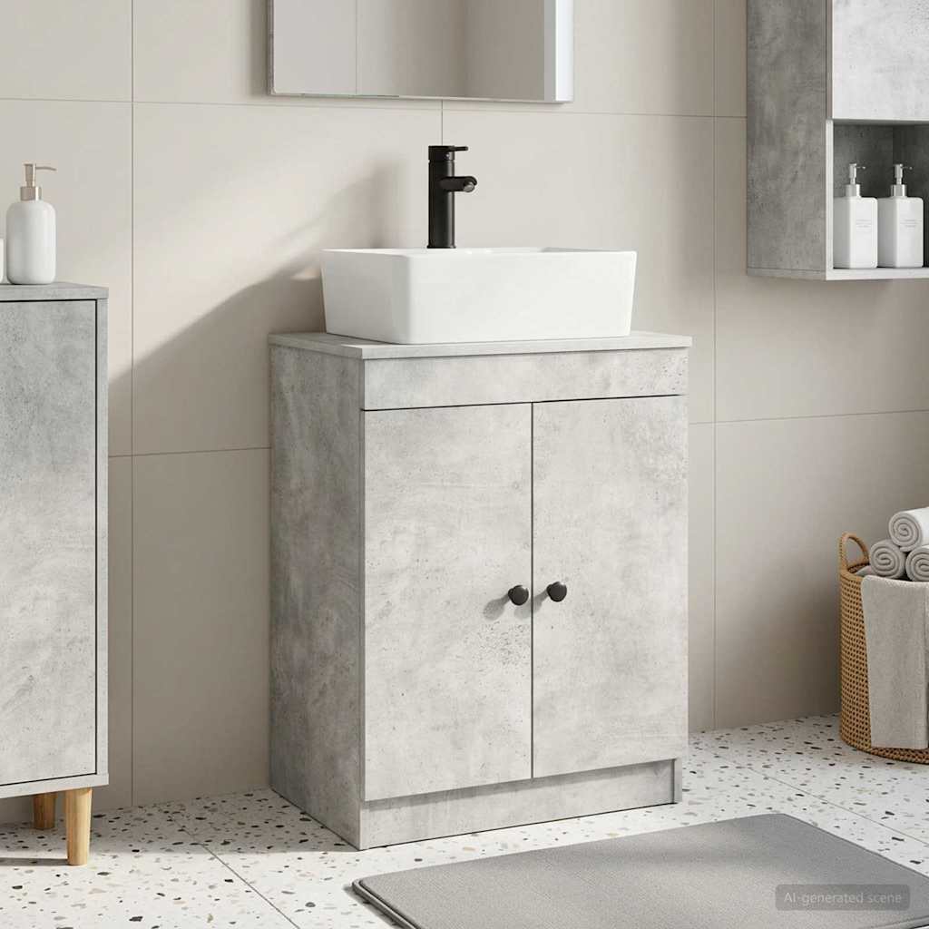 Badezimmerschrank mit Waschbecken Betongrau 54 x 35 x 83 cm
