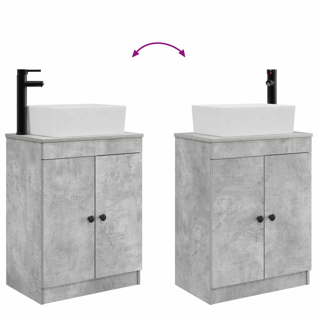 Badezimmerschrank mit Waschbecken Betongrau 54 x 35 x 83 cm