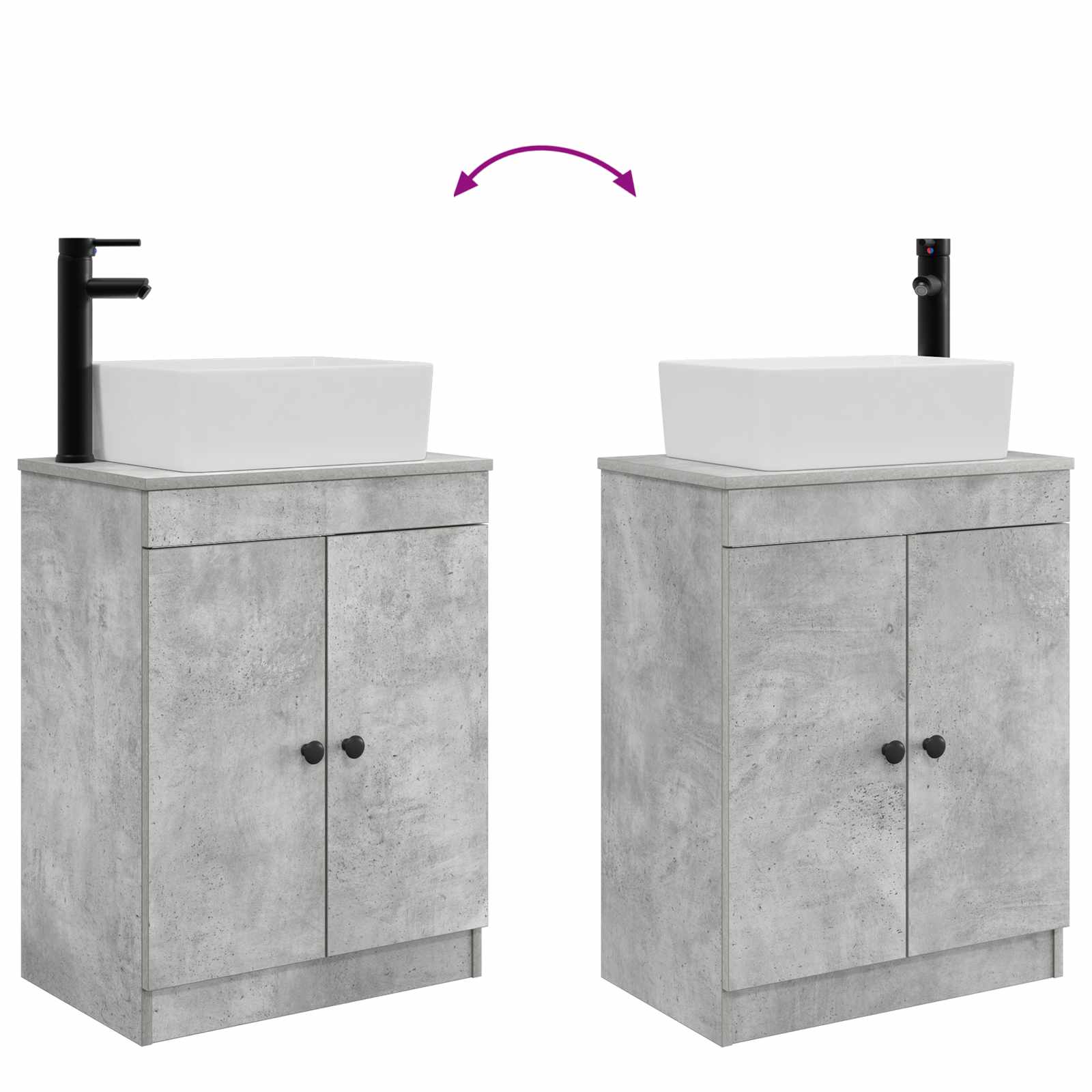 Badezimmerschrank mit Waschbecken Betongrau 54 x 35 x 83 cm