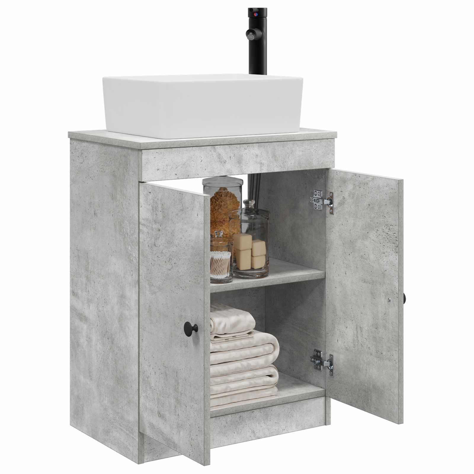 Badezimmerschrank mit Waschbecken Betongrau 54 x 35 x 83 cm