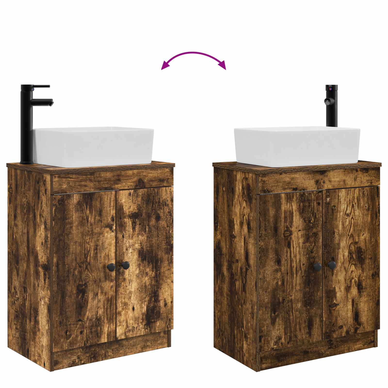 Badezimmerschrank mit Waschbecken Geräucherte Eiche
