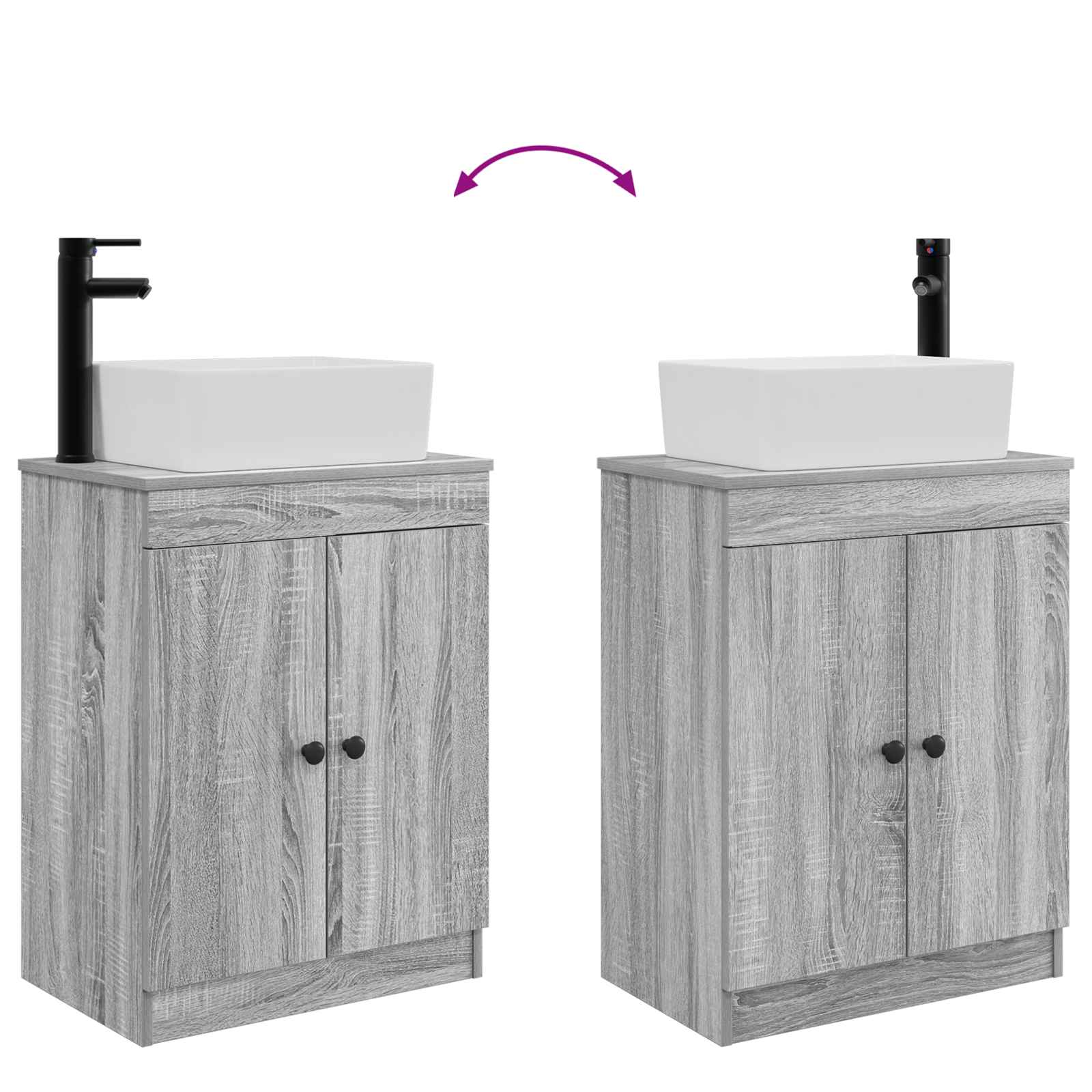 Badezimmerschrank mit Waschbecken Grau Sonoma 54 x 35 x 83 cm