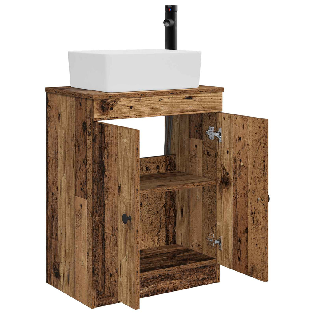 Badezimmerschrank mit Waschbecken Altholz 54 x 35 x 83 cm