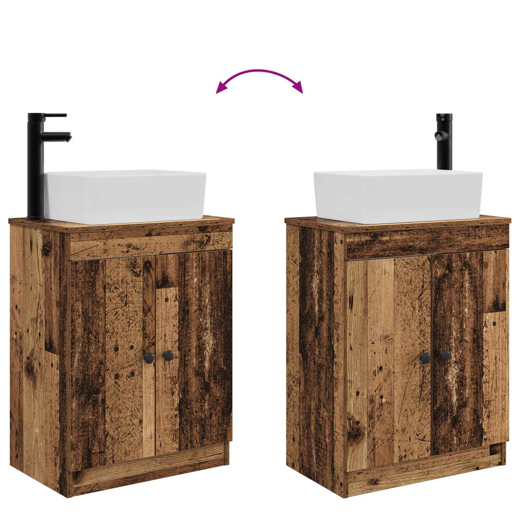 Badezimmerschrank mit Waschbecken Altholz 54 x 35 x 83 cm