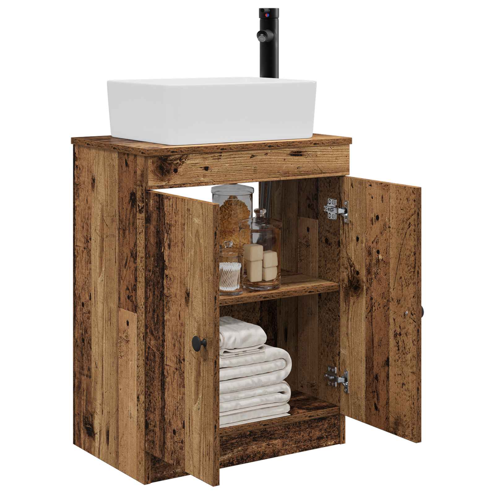 Badezimmerschrank mit Waschbecken Altholz 54 x 35 x 83 cm