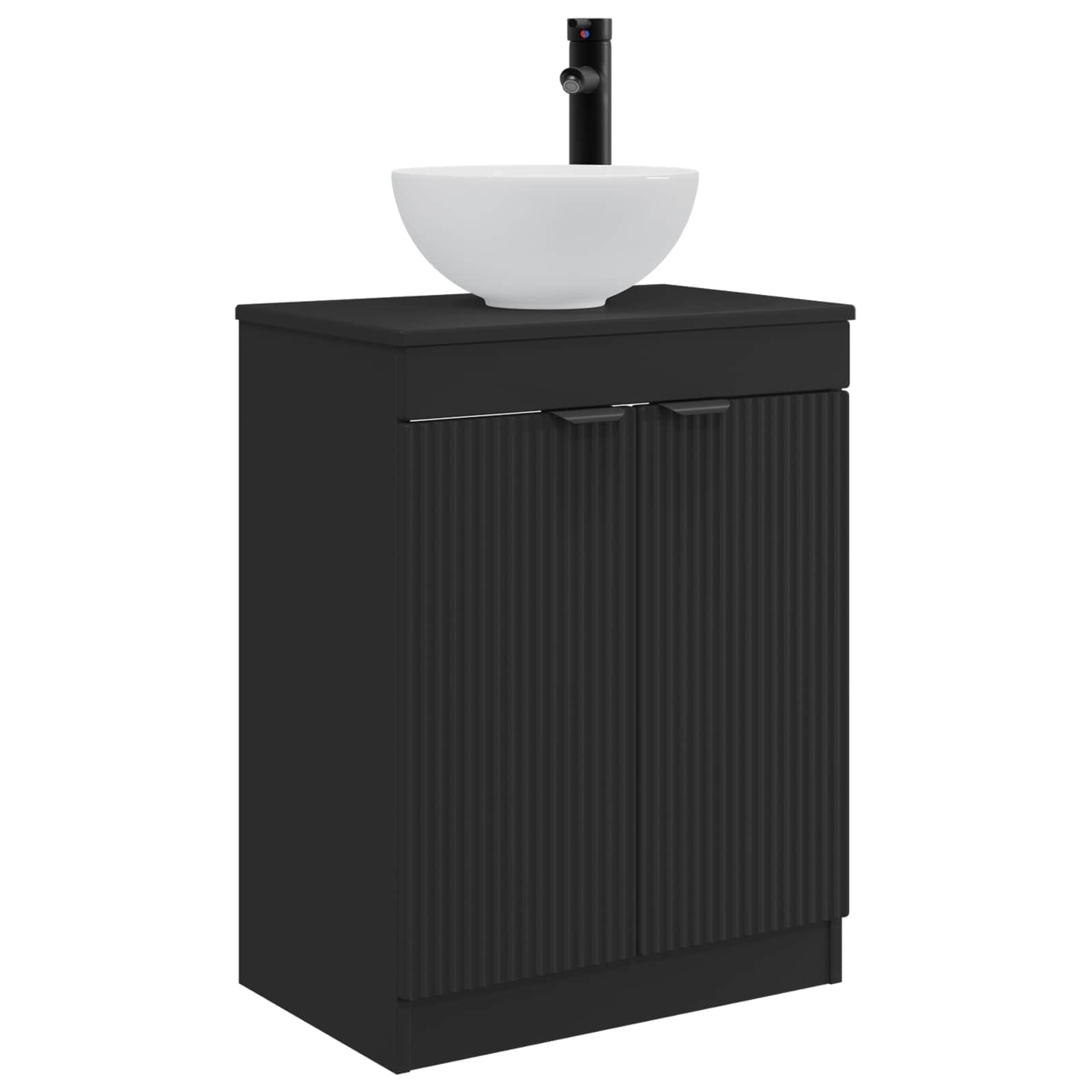 Badezimmerschrank mit Waschbecken Schwarz 54 x 35 x 83 cm
