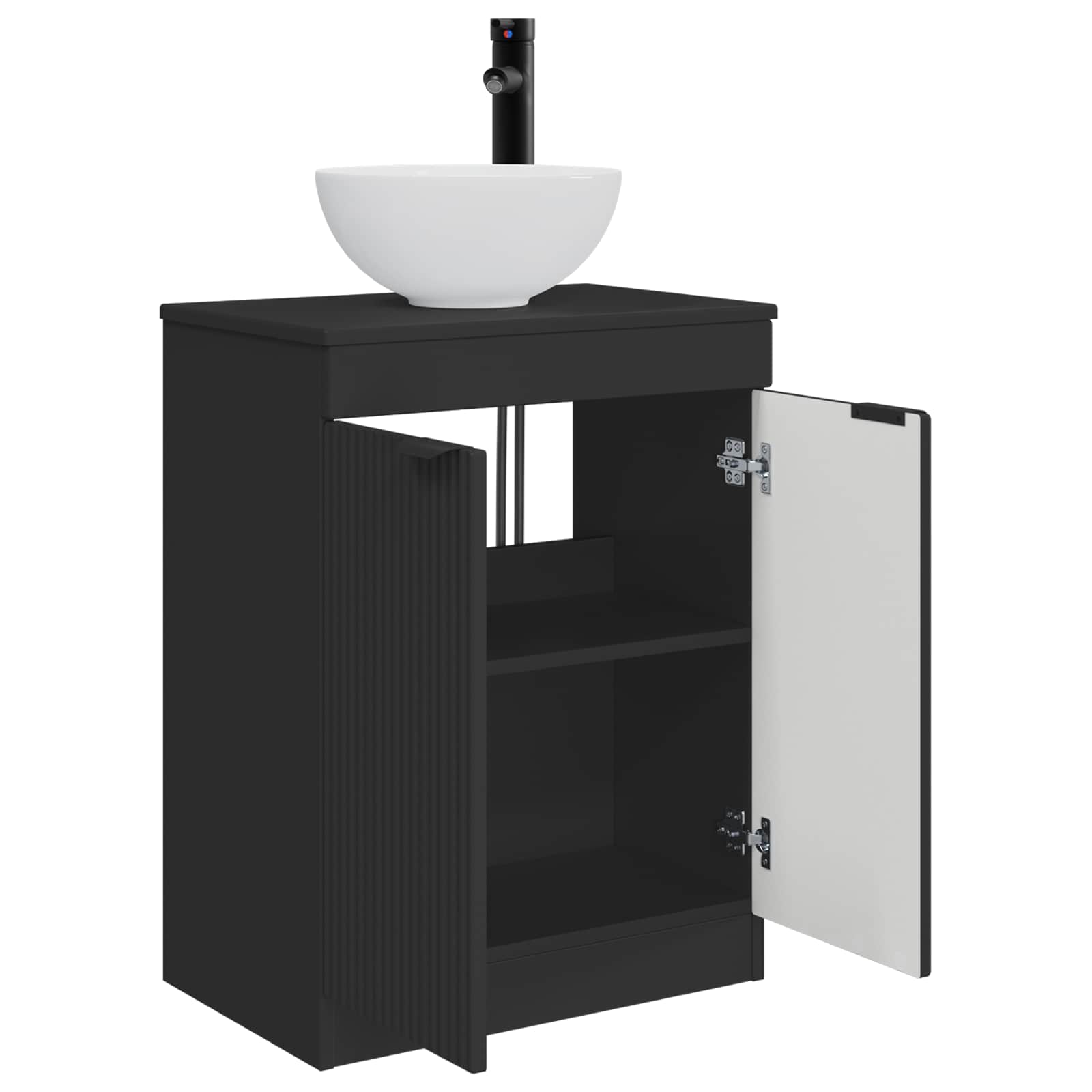 Badezimmerschrank mit Waschbecken Schwarz 54 x 35 x 83 cm