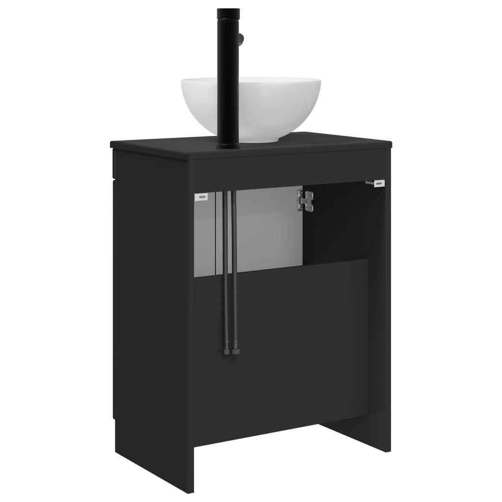 Badezimmerschrank mit Waschbecken Schwarz 54 x 35 x 83 cm